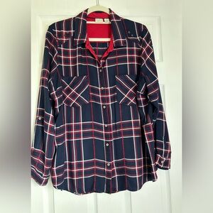 Westbound Navy and Red Plaid Button Down Shirt